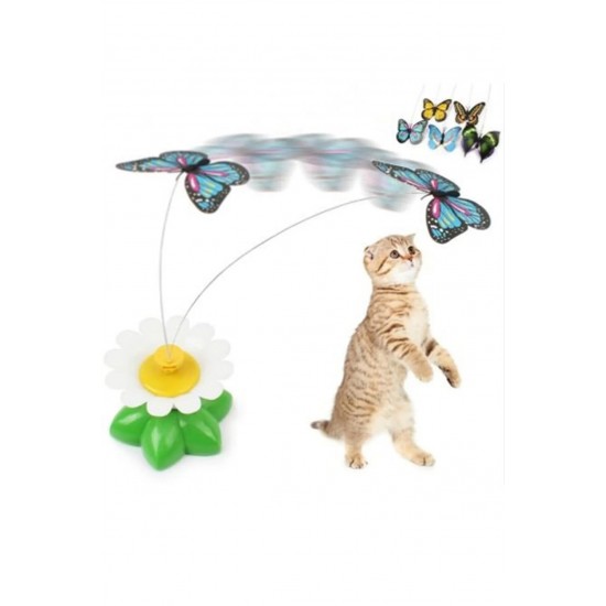 Markapet Hareketli Pilli Dönen Kelebek Kedi Oyuncağı 6 cm