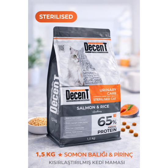 Decent Sterilised Urinary Care Balıklı ve Pirinçli Kısırlaştırılmış Kedi Maması 1.5 Kg