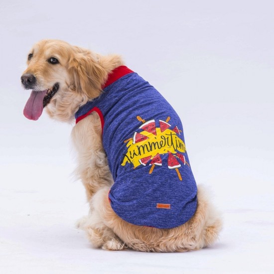 Pawstar Navy Blue Summer Time Büyük T-shirt 5XLarge  51X62X79 CM