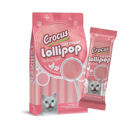 Crocus Tavuklu Ve Kızılcıklı Kedi Lolipop 10 lu paket ( 10x1,4 gr )
