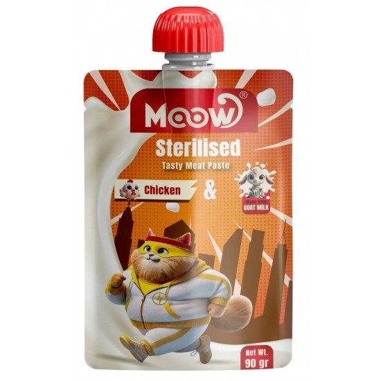 Moow Kısırlaştırılmış Kedi İçin Tavuklu Keçi Sütlü Kedi Et Ezmesi 90 gr