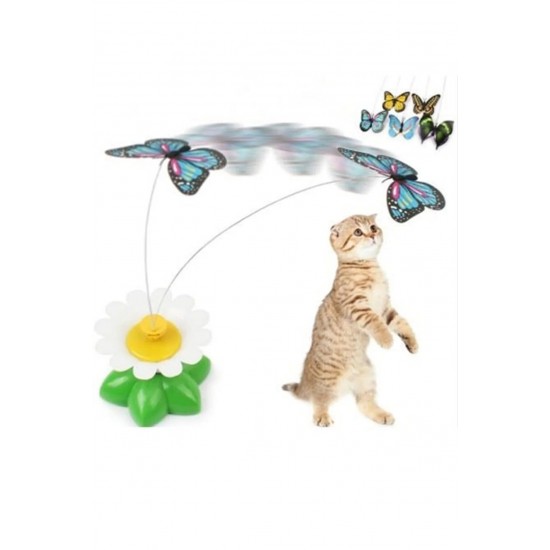 Markapet Hareketli Pilli Dönen Kelebek Kedi Oyuncağı 6 cm