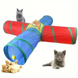 KP 4 Yollu Kedi Tüneli Katlanır Gökkuşağı Kedi Köpek Oyun Tüneli Evcil Hayvan Oyun Tüneli 125 cm