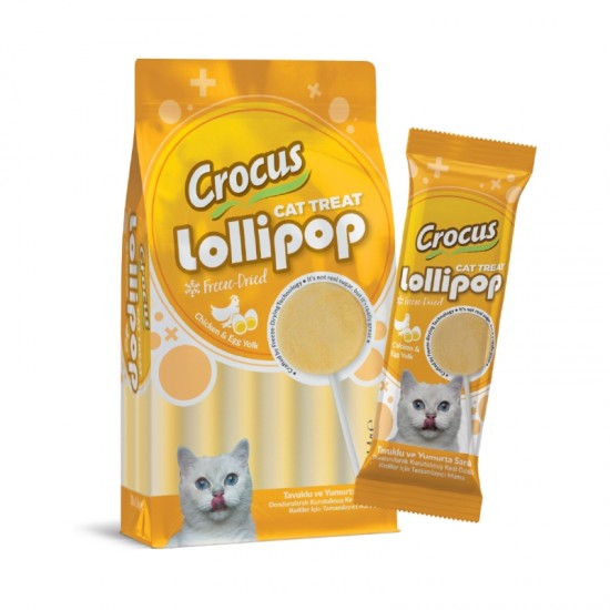 Crocus Tavuklu Ve Yumurta Sarılı Kedi Lolipop 10 lu paket ( 10x1,4 gr )