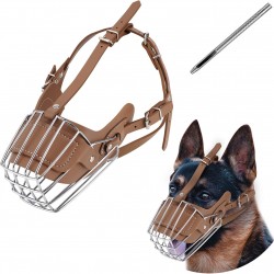 Karamel Pet Metal Deri Köpek Ağızlığı XL 38 cm