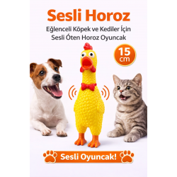 Sesli Horoz Eğlenceli Köpek ve Kediler İçin Sesli Öten Horoz Oyuncak 15 cm