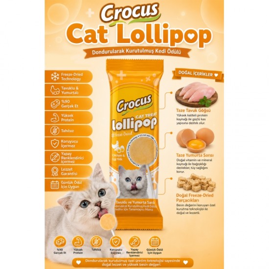 Crocus Tavuklu Ve Yumurta Sarılı Kedi Lolipop 10 lu paket ( 10x1,4 gr )
