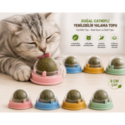 Doğal Catnipli Yenilebilir Kedi Nanesi Yalama Topu – 6 CM