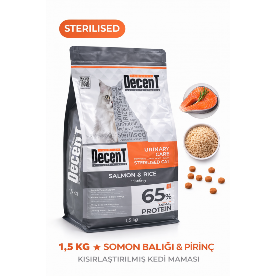 Decent Sterilised Urinary Care Balıklı ve Pirinçli Kısırlaştırılmış Kedi Maması 1.5 Kg