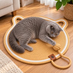 Kedi Kafa Figürlü Kedi Tırmalama Paspası 44 cm-113 cm Sarı