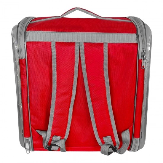 Markapet Çift Cam Kedi Köpek Taşıma Çantası 32x40x42 cm Kırmızı