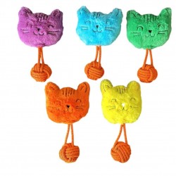 Sesli Peluş İpli Mutlu Kedi Köpek Oyuncağı 26 cm Çeşitli Renklerde