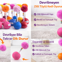 Dev Hacıyatmaz Devrilmeyen Kedi Oyuncağı XXL 33 CM Tüylü Zilli Oyuncak 1 Adet