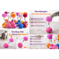 Dev Hacıyatmaz Devrilmeyen Kedi Oyuncağı XXL 33 CM Tüylü Zilli Oyuncak 1 Adet