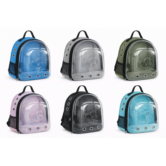 Kalpli Patili Astronot Şeffaf Taşıma Sırt Çantası Pembe 24x32x42 cm