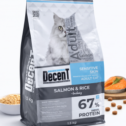 Decent Sensitive Skin Somon & Pirinç Yetişkin Kedi Maması 1,5 Kg