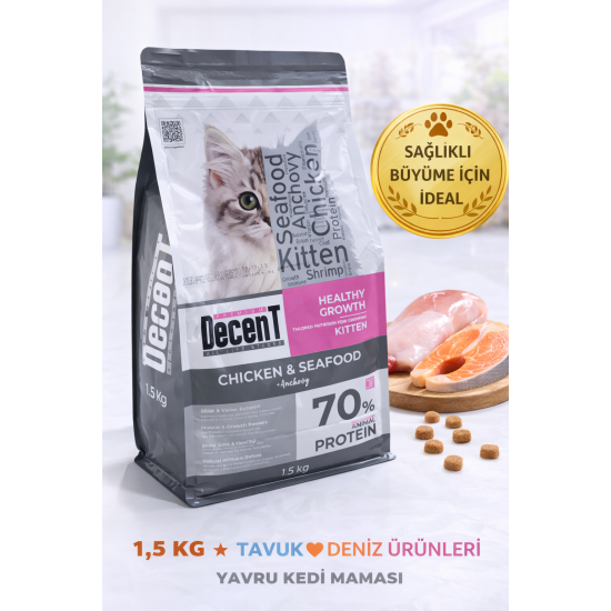 Decent Kitten Tavuk & Deniz Ürünlü Yavru Kedi Maması 1,5 Kg
