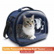 Cattie Panoramik Kedi Taşıma Çantası 30x40x35cm - Koyu Mavi