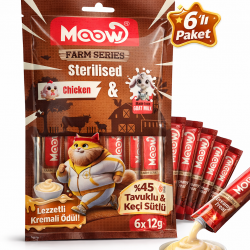 Tavuklu Keçi Sütlü 12gr x 6 Adet Sterilised Kedi Krema Ödülü