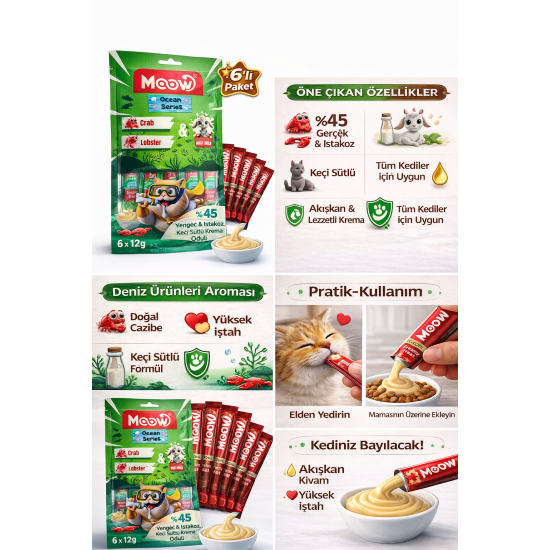 Ocean Series Yengeç & Istakozlu Keçi Sütlü Kedi Krema Ödülü 6x12g