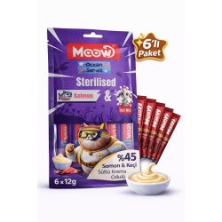 Creamy Somonlu ve Keçi Sütlü Kısırlaştırılmış Sıvı Krema Kedi Ödülü 6x12 gr