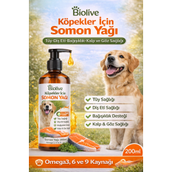 Biolive Köpekler İçin Somon Yağı Tüy-Dış Eti-Bağışıklık-Kalp ve Göz Sağlı 200ml