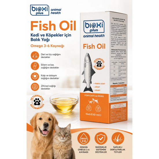 Bioxi Plus Fish Oil Kedi Köpek Balık Yağı 200 ml