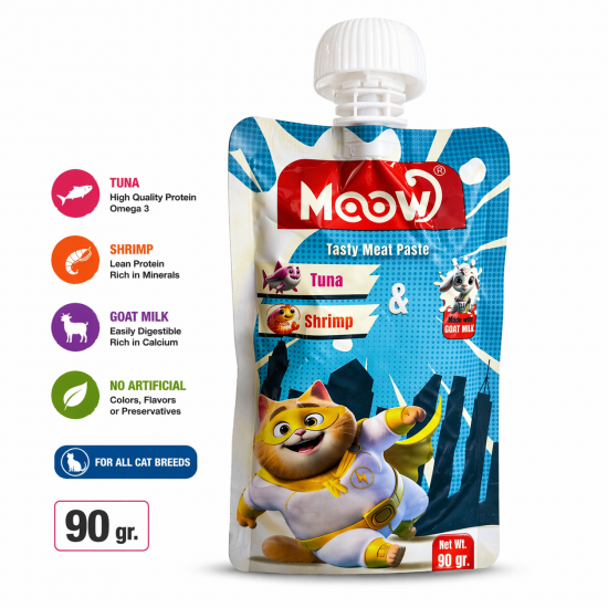 Moow Taze Ton Balıklı Karidesli ve Keçi Sütlü Kedi Et Ezmesi 90 gr