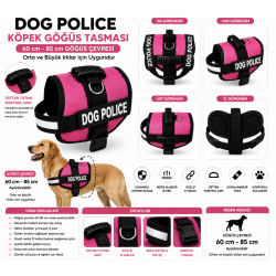 Dog Police Ayarlanabilir Köpek Göğüs Tasması Pembe - Siyah (60-85 cm)