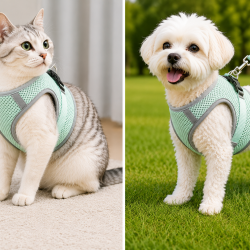 Nefes Alan Kumaş Air Mesh Kedi Köpek Göğüs Tasması X Small 32x36 cm Gri