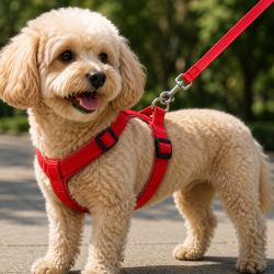 Gezdirme Kayışlı Dokuma Köpek Göğüs Tasma Seti 32*47-110 cm Kırmızı