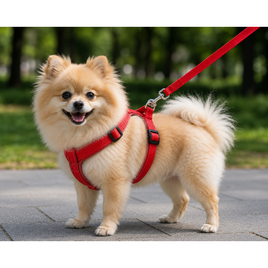 Gezdirme Kayışlı Dokuma Köpek Göğüs Tasma Seti 32*47-110 cm Kırmızı