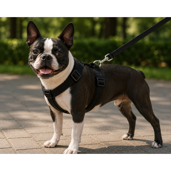 Gezdirme Kayışlı Dokuma Köpek Göğüs Tasma Seti 32*47-110 cm Siyah