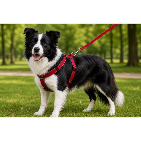 Gezdirme Kayışlı Dokuma Köpek Göğüs Tasma Seti 40*60-110 cm Kırmızı