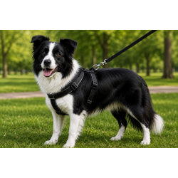 Gezdirme Kayışlı Dokuma Köpek Göğüs Tasma Seti 40*60-110 cm Siyah