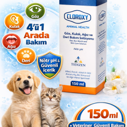 Cloroxy Kedi Köpek Göz Kulak Ağız ve Deri Bakım Solüsyonu 150 ml – Antiseptik Bakım Solüsyonu