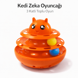 Hacıyatmaz Kedi Oyuncağı 3 Katlı Toplu Zeka Oyuncağı 20x21 cm – Devrilmez Interaktif Mama Oyuncağı