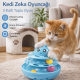 Hacıyatmaz Kedi Oyuncağı 3 Katlı Toplu Zeka Oyuncağı 20x21 cm – Devrilmez Interaktif Mama Oyuncağı