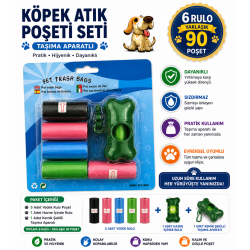 Köpek Dışkı Poşeti 6 rulo + Taşıma Aparatı Hediyeli ( 90 poşet - 6 rulo )