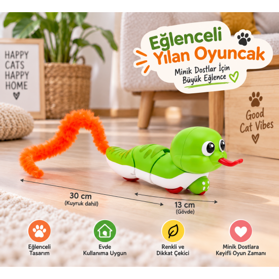 Kurmalı Hareketli Tekerlekli Komik Yılan Karışık Renkli 13 cm -30 cm