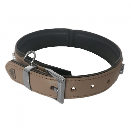 Markapet Deri Doğal Taşlı Köpek Boyun Tasması 28-33 cm X-Small Taba