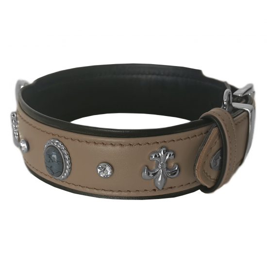 Markapet Deri Doğal Taşlı Köpek Boyun Tasması 28-33 cm X-Small Taba