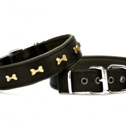 Doggie Softlu Metal Kemik Desenli Köpek Tasma 3 cm x 65 cm Siyah