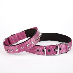 Doggie Çivi Desenli Köpek Tasması 2,5*60 cm Mor