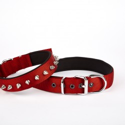 Doggie Çivi Desenli Köpek Tasması 2,5*60 cm Kırmızı