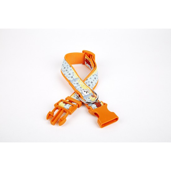 Doggie Pati Desenli Dokuma Köpek Boyun Tasması 3 cm x 36-60 cm Turuncu