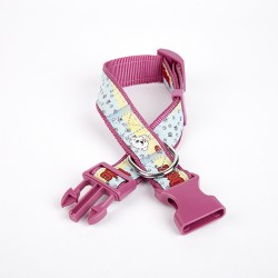 Doggie Pati Desenli Dokuma Köpek Boyun Tasması 3 cm x 36-60 cm Mor