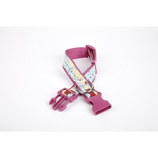 Doggie Pati Desenli Dokuma Köpek Boyun Tasması 3 cm x 36-60 cm Mor