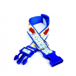 Doggie Pati Desenli Dokuma Köpek Boyun Tasması 3 cm x 36-60 cm Mavi