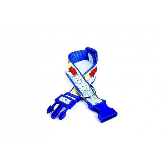 Doggie Pati Desenli Dokuma Köpek Boyun Tasması 3 cm x 36-60 cm Mavi